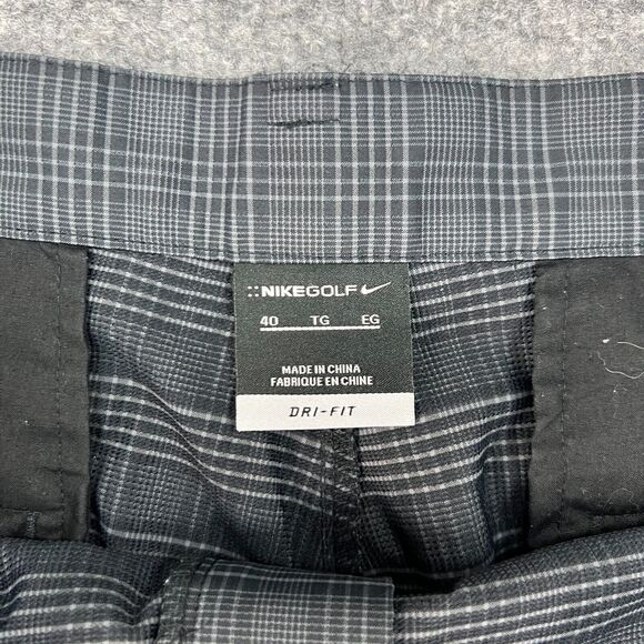 Nike Golf Shorts Mens 40 Gray Plaid Flat Front Stretch Moisture Wicking Chino - Picture 4 of 11